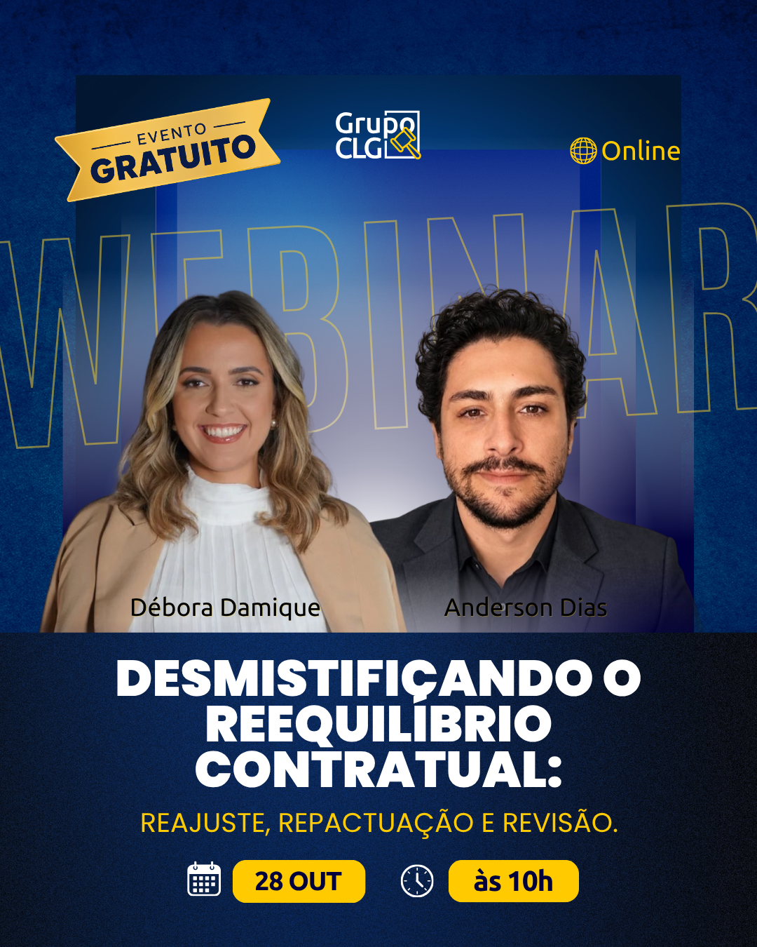Flyer do webinar Desmistificando O Reequilíbrio Contratual